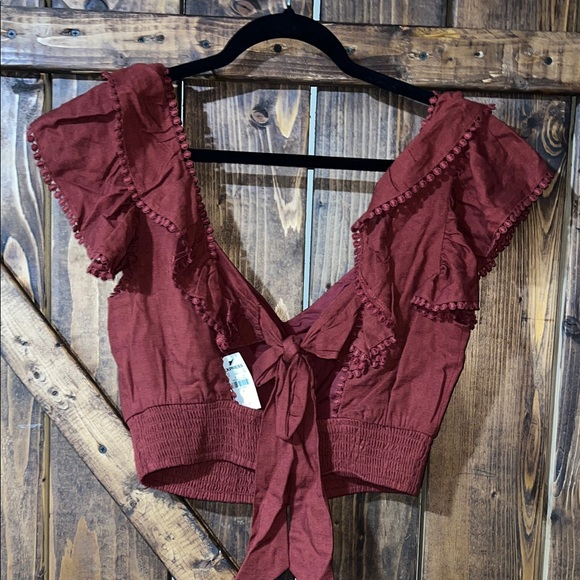Express Rust Ruffle Blouse - Picture 3 of 3